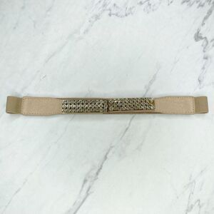 Faux Leather Rhinestone Buckle Stretch Cinch Belt Size Small S Womens